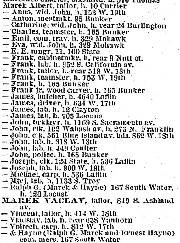 1892 City Directory - MAREK